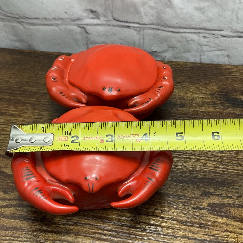 Pair Of Vtg Porcelain Crab Shaped Butter Pot Dishes Ramican From Czechoslovakia - Picture 11 of 13